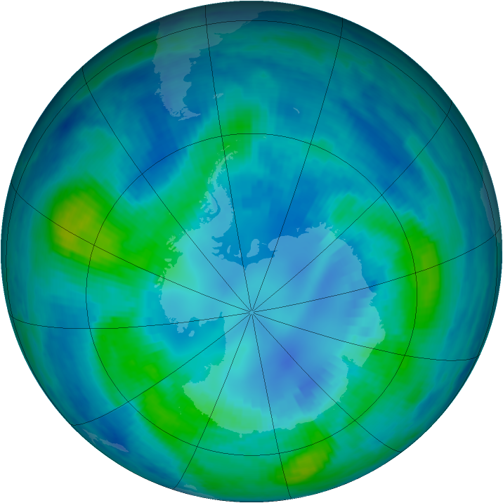 Antarctic ozone map for 16 April 2000
